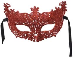Masker - Venetiaans masker - Oogmasker - Gemaskerd bal - Verkleedmasker feest - Rood met glitter - Jonyx — thumbnail 2