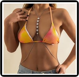 Luxe Parel Body Chain voor Bikini en Lingerie - Verstelbaar Kralen Harnas voor Dames — thumbnail 1