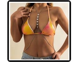 Luxe Parel Body Chain voor Bikini en Lingerie - Verstelbaar Kralen Harnas voor Dames