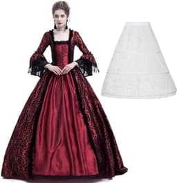 Victoriaanse Avondjurk met Petticoat voor Dames - Vintage Hofmaskerade en Gothic Lolita Stijl — thumbnail 2