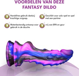 JustFun Fantasy Dragon Dildo - 22 CM - Met Zuignap - Sex Toys voor Mannen & Vrouwen - Monster Anal Plug XXL - Paars — thumbnail 4