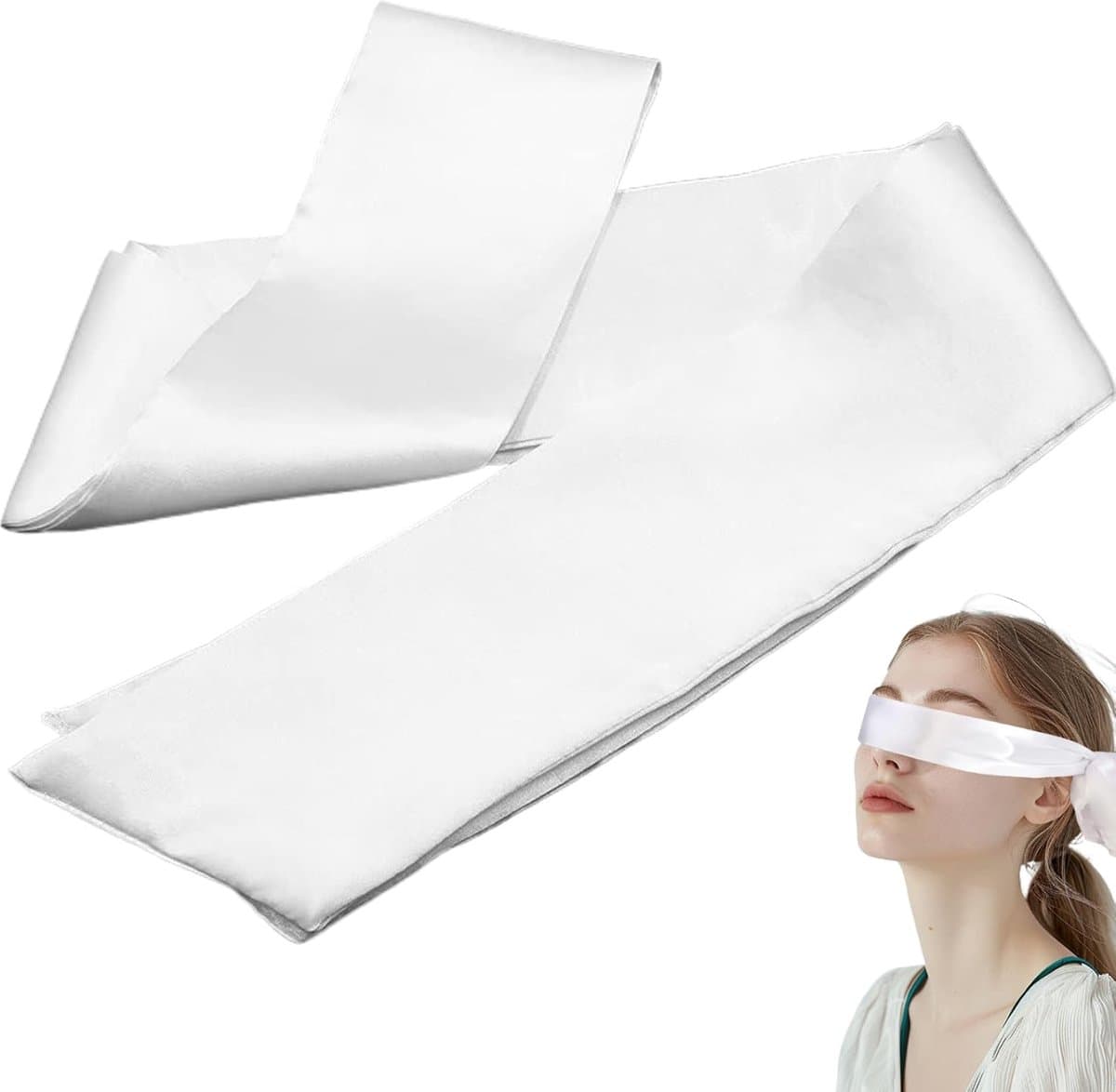 Satijnen Blinddoek - Oogmasker - Romantische Spellen - Zacht Polyester - 150 cm Lang - Wit — afbeelding 1