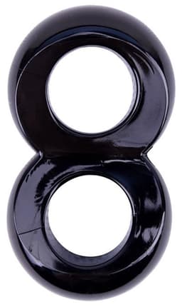 GK Power - Duo Cock 8 Ball - Dubbel Cock- en Scrotum Ring - Zwart — thumbnail 1
