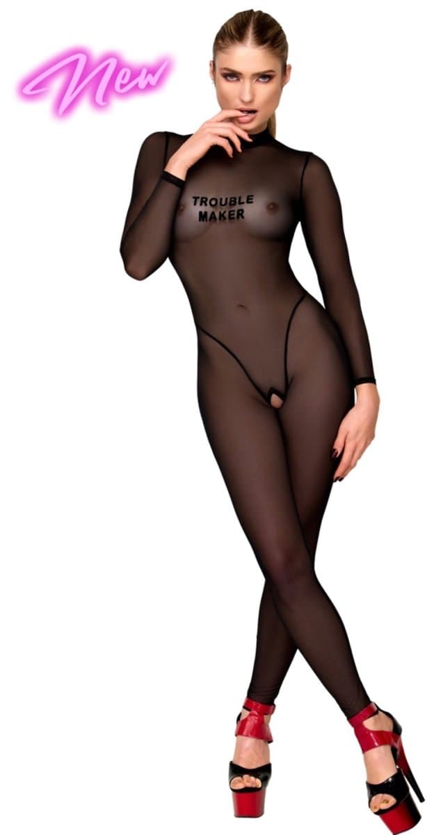 Noir Handmade - Troublemaker Catsuit - M - Zwart — afbeelding 1