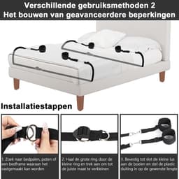 DOWO® - BDSM Bed Bondage Set - 10 Delig - SM Handboeien - Bedboeien - Enkelboeien - Springzweep - Blinddoek - Sex Toys voor Koppels - Seksspeeltjes voor mannen en vrouwen — thumbnail 3