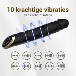 EZlove® Luxe Zwarte Vibrerende Dildo – Realistische Dildo met Eikel & Aders – 10 Vibratiestanden – Siliconen Dildo – Waterproof & Oplaadbaar – Dildo voor Vrouwen & Mannen – 22 cm — thumbnail 4