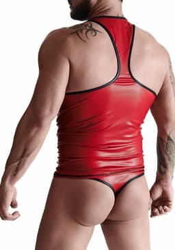Regnes Fetish Planet – Wetlook Heren mouwloos t-shirt – Rood - Maat M — thumbnail 2