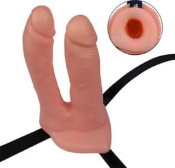 Dubbele holle strapon | voorbind | pegging dildo met harnas - 15 cm — thumbnail 3