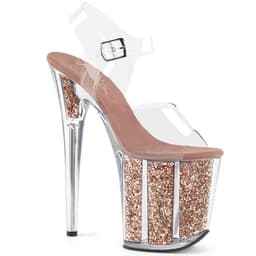 Pleaser - FLAMINGO-808G Sandaal met enkelband, Paaldans schoenen - Paaldans schoenen - 39 Shoes - Roze/Transparant — thumbnail 7