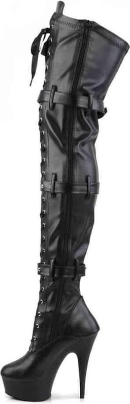 Pleaser - DELIGHT3028 Plateau Overknee Laarzen - Paaldans schoenen - 35 Shoes - Zwart — thumbnail 3