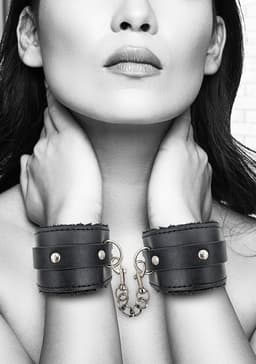 Plush Bonded Leather Hand Cuffs - With Adjustable Straps — thumbnail 4