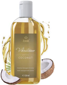 Vibratissimo 'Coconut': exotische massageolie met kokosnoot, liefdesolie, erotische olie — thumbnail 1