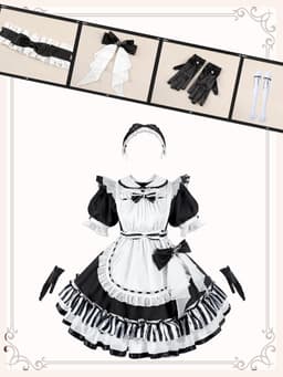 French Maid-outfit dames - zwart met schort - sexy en speels - perfect voor carnaval - ShopVlot — thumbnail 5