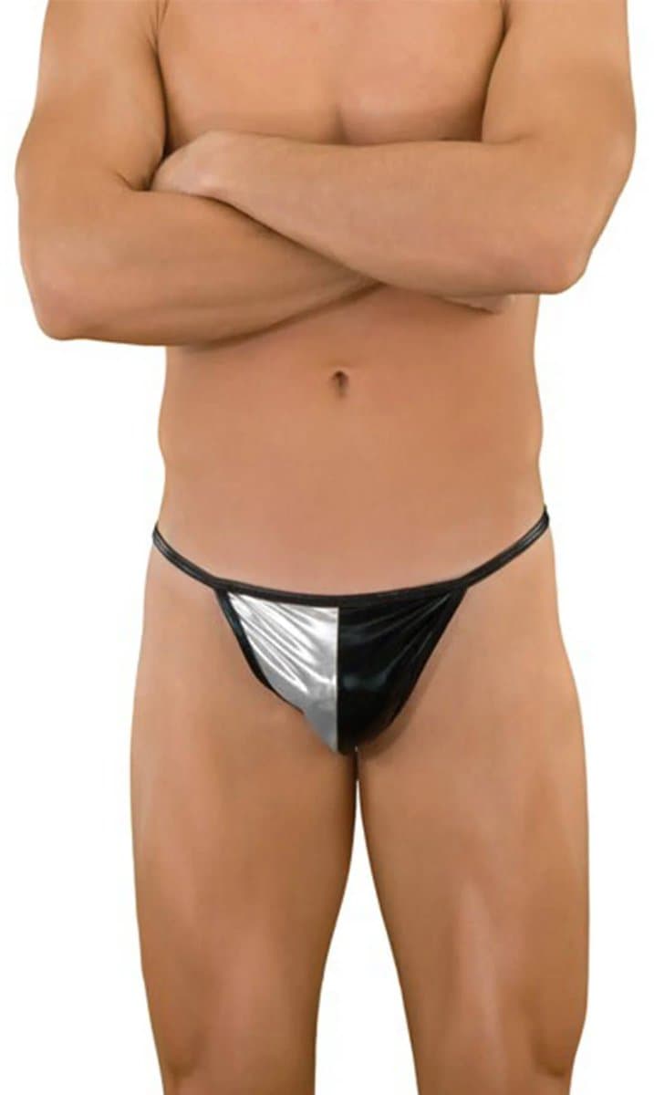 Zwart-Wit Synthetisch Leer Herenonderbroek in Meerdere Maten XS S M L XL — afbeelding 1
