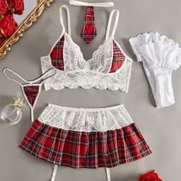 Dailygoods- Cosplay Kostuum Sexy Ondergoedset - Schoolmeisje Outfit - Mini-Plooirok - Stropdas - Damesbeha - Luchtige Stof - Schoolmeisjeskostuum — thumbnail 5