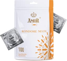 AMOR Premium Neon Condooms, Met extra dunne of dikke wanddikte lichtgevende condooms Ø 53 mm, 100 stuks — thumbnail 1