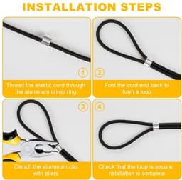 Elastisch koord, rubberen touw, 10 mm x 10 m zwart, elastische spanner voor zeilen met 20 klemmen, rekbaar latexrubber voor zeilen, aanhangers, boten, kamperen — thumbnail 2