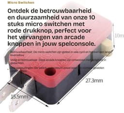 Dailygoods- Micro Switch - 10 Stuks - Hoge Sensitiviteit - Drie Pinnen - Betrouwbaar - Lange Levensduur - Compatibel met Arcade Knoppen - Drukknop — thumbnail 2