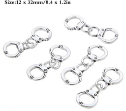 20 paar metalen handboeien hangers mini simulatie handboeien politieagent hanger connectoren voor DIY Craft ketting armband sieraden maken - Zilver — thumbnail 2