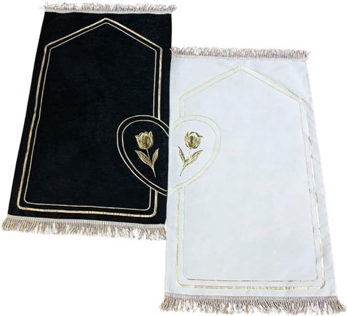 Luxe Set Moslim Gebedskleden voor Koppels - Zacht Gebedskleed met Rozenkrans - Islamitisch Cadeau — afbeelding 1