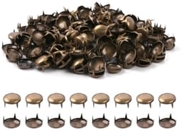 200 stuks 5 mm bruine ronde klauwklinknagels, koepelklinknagels en sierklinknagels van messing, klinknagels voor leer voor kleding, riemen, jeans, doe-het-zelf — thumbnail 1
