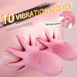 OLOEY 2 Elektrische octopus-borstmassagers en tepelvibrators met 10 vibratiestanden en zuigfunctie – Elektrische stimulator voor borsten-clitoris en tepels (likfunctie) – Seksspeeltje voor vrouwen — thumbnail 3