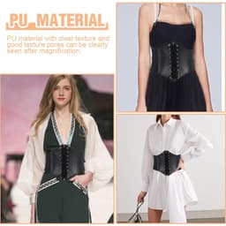 Dailygoods- Korset van zwart leer - Retrostijl - Korset riem - Elastische band - Knoopsluiting - Hoogwaardig materiaal - Corset — thumbnail 5