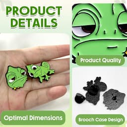 Broche, 2 Stuks Schattige Kameleon Spelden, Cartoon Reversspelden — thumbnail 2