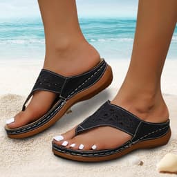 sleehakken voor dames | Teenslippers voor vrouwen met steunzool - Antislip casual pantoffels met dikke zool voor strandwandelingen Eastuy — thumbnail 2