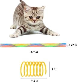 55 stuks kattenspringspeelgoedset, kleurrijk creatief interactief speelgoed van de kat, kunststof spiraalveren voor het slaan, bijten en jagen van kittenspeelgoed (willekeurige kleur) — thumbnail 4