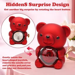 Rozenbeer Cadeaubox - Pluche beer - Liefde Tonen - Eeuwig Rozen - 13 x 11 x 15.5 cm - Rood — thumbnail 4