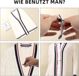 3 stuks clips voor kleding, zwart/wit, cardiganclips, bretelclips, kledingclip, cinch-clip voor volwassenen, kinderen, peuters — thumbnail 4