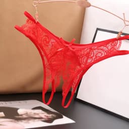 String - Lingerie - Open kruis - Kant - Slipje - Sexy lingerie - Lace - Peek-a-boo string - Ondergoed - Rood - One size (valt klein) - Jonyx — thumbnail 5