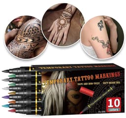 Tijdelijke Huidverf - Body Markers - Creatief Tekenen - Huidvriendelijk & Afwasbaar - 10 Kleuren - Multicolor — thumbnail 5