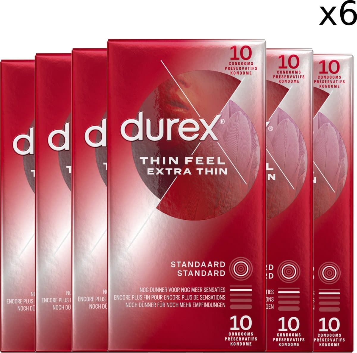 Durex - Condooms - Thin Feel - Extra Thin - 6x 10 stuks — afbeelding 1