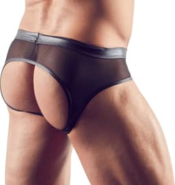 Wetlook Slip Met Open Achterkant - Zwart — thumbnail 11