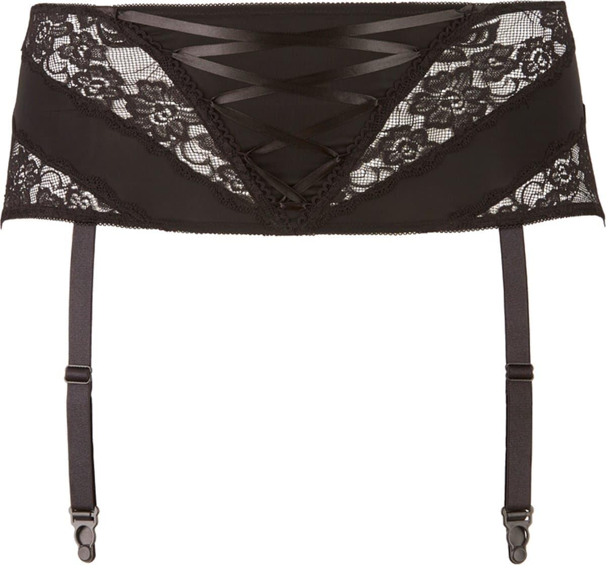 Cottelli Plus Size – Sexy Jarretel Gordel met Kanten Inleg voor een Onweerstaanbare Uitstraling – Maat L - Zwart — afbeelding 1