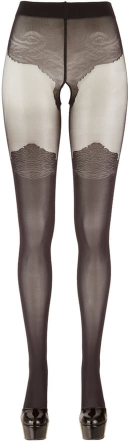 Cottelli Collection – Erotische Kousen met Over Knee Look tot aan Dijen voor Sexy Uitstraling – Maat M - Zwart — thumbnail 3