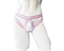 BamBella® - Sexy Bondage Lingerie Heren L/XL - Roze mannen ondergoed open kruis slip