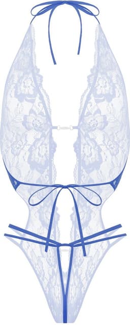 Christine le Duc - Kanten Body met Open Kruis - Lingerie Erotisch - Renee - Blauw - S/M — thumbnail 4