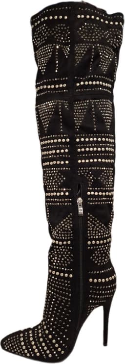 RUON- HOGE EROTISCHE LAARS -SUEDELOOK MET STRASS EN STUDS-BLACK-38 — thumbnail 2
