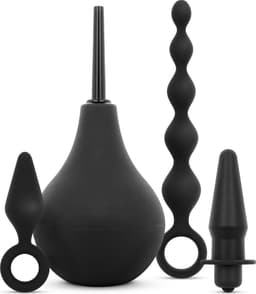 Anale Plug en Douche Set - Zwart — thumbnail 1