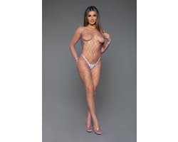 Be Wicked - Cannot Hide - Grote Gaten Visnet Bodystocking - Paars - One Size