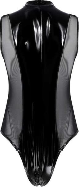 Mannen latex wetlook Catsuit - Erotische bodysuit PU Leder - Jumpsuit - Mouwloos - Transparante zijkanten - Ritssluiting — thumbnail 5