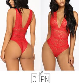 Body - Kanten body - Bodysuit - Kanten bodysuit - Lace - Sexy body - Rood - Lingerie — thumbnail 2