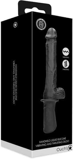 Hand Held Liquid Silicone Vibrating and Thrusting Sex Machine - Black — thumbnail 2