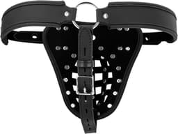 PU Leather Chastity Jock - Black — thumbnail 11