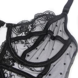 Sexy Lingerie - Luxe Erotische Lingerie Set - Erotische Bodysuit in Kanten Cups - Jarretel - BDSM Bondage look - Valentijnsdag - kleur Zwart - Plus size - Maat S — thumbnail 8