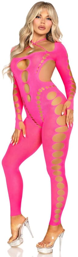 Leg Avenue - Pink Open Back Bodystocking One Size — thumbnail 7
