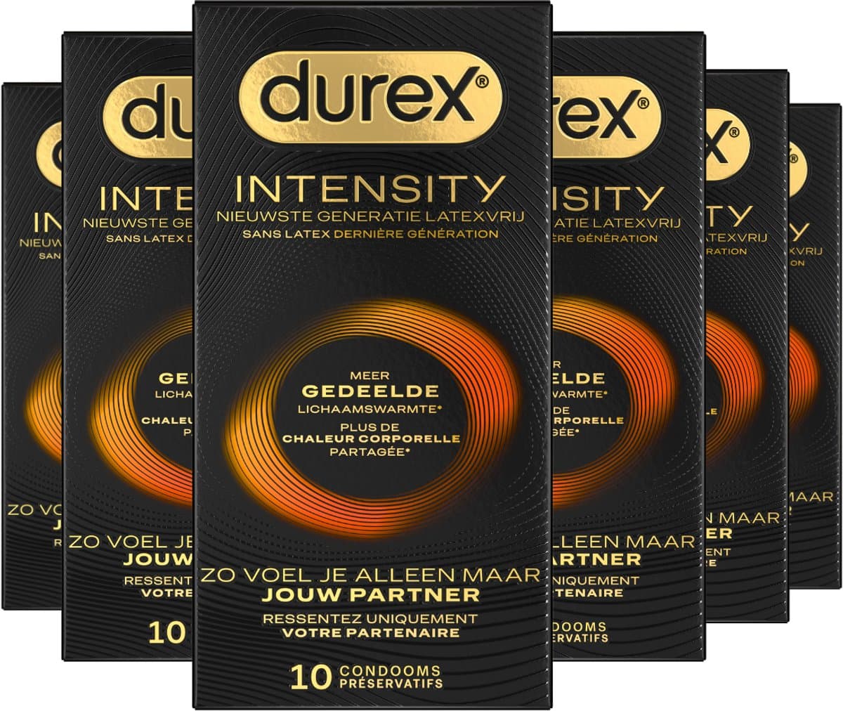 Durex Intensity Condooms - Nieuwste generatie ultradunne, latexvrije condooms voor mannen – Gedeelde lichaamswarmte - 6 x 10 stuks - Voordeelverpakking — afbeelding 1